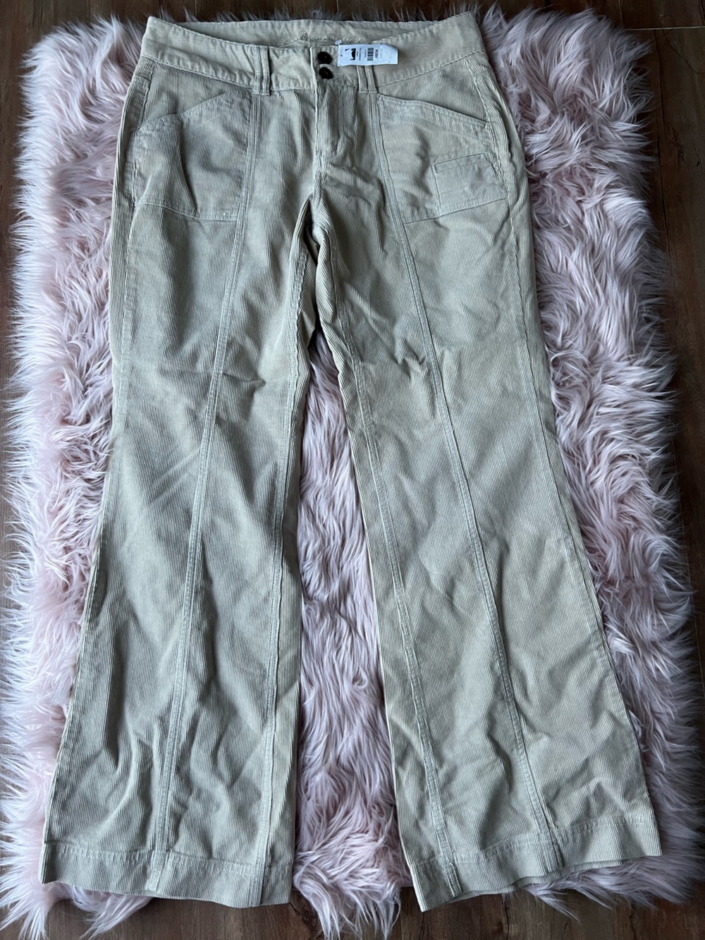 Y2K Jacob Connexion Corduroy Beige Wide-Leg Flare Jeans Deadstock 100% Cotton